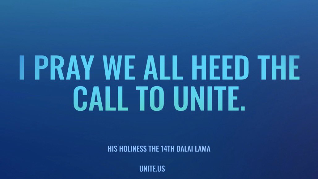 TheCallToUnite's tweet photo. We are excited to share with you an historic open letter to the world from His Holiness the 14th @dalailama, crafted for #TheCalltoUnite and read by his dear friend across traditional divides, Archbishop @desmondtutu. https://t.co/wXE4y6NRS8