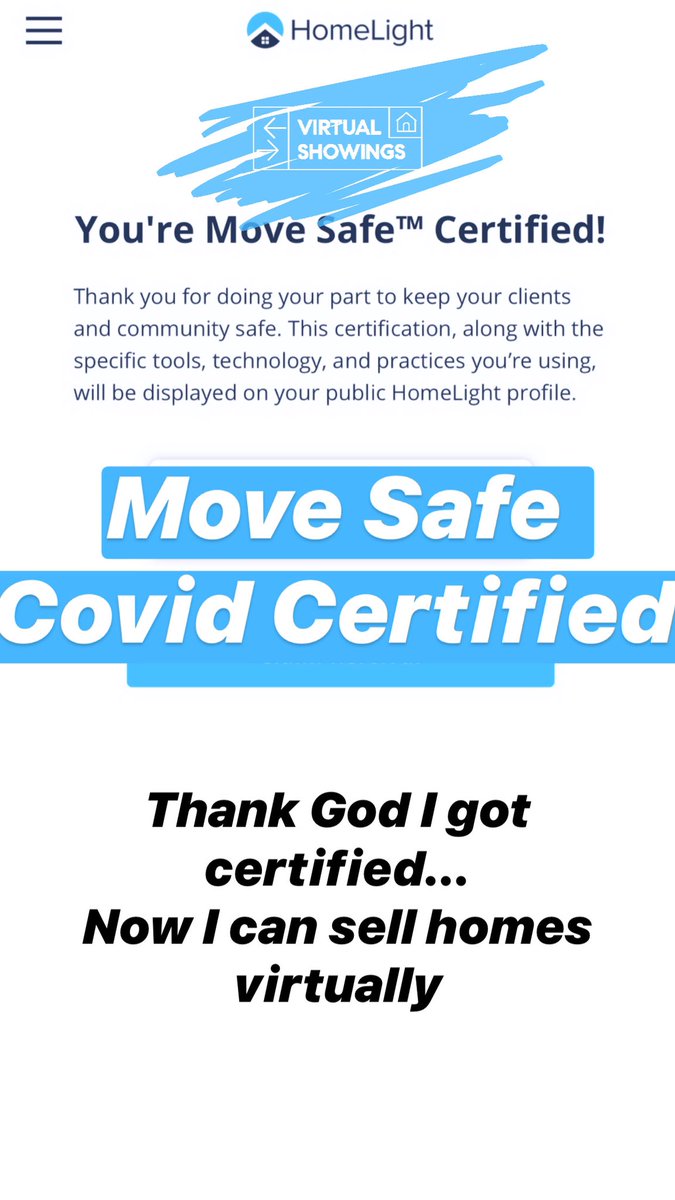 nilelundgren's tweet photo. Okay, now that I am MoveSafe Certified I’m ready to sell homes virtually! #virtualshowing #nycrealestate #COVIDー19 #realestate https://t.co/a7ka229yKu