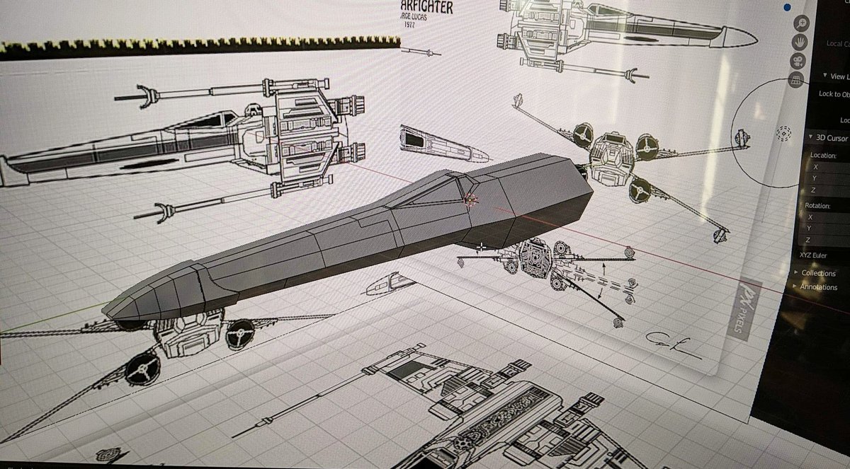 pascallabillois's tweet photo. It'll take me a while but I'll get there.... Be ready Blender squad I might need help #b3d #3dmodelling #starwars #t65xwing #starfighter #blender3D https://t.co/LrvUdPF8Cj