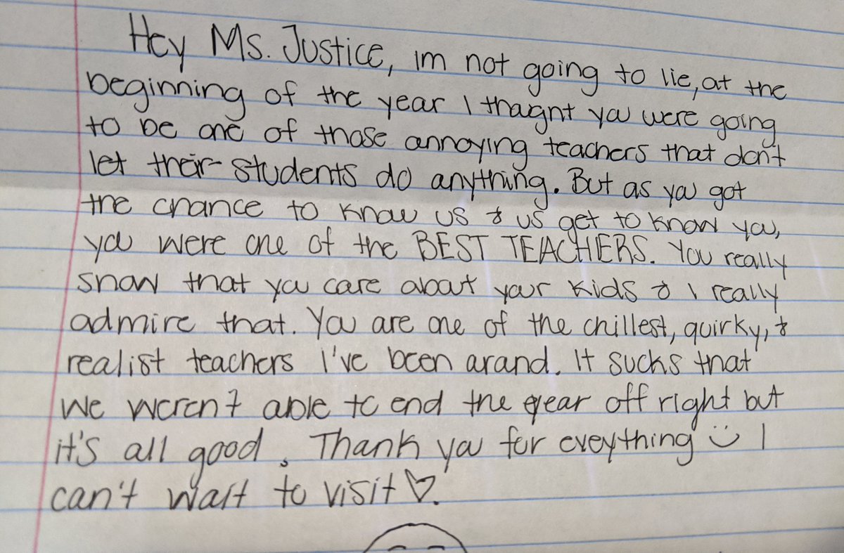 MathAndJustice's tweet image. Every #TeacherAppreciationWeek I have my students write a letter to any teacher, and they never disappoint. My goal each year is for my students to know that I care about them, and maybe teach them a little math. Even in 7 short months... #missionaccomplished #oneCCPS #BeTheU