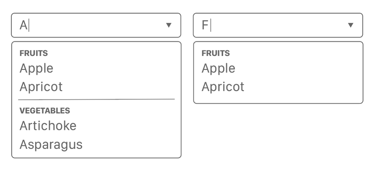 In most examples I find, the groups have no affect on filtering/matching logic. I wonder if there's a case where it might reasonably be expected that they do, and if so, what are the accessibility implications?