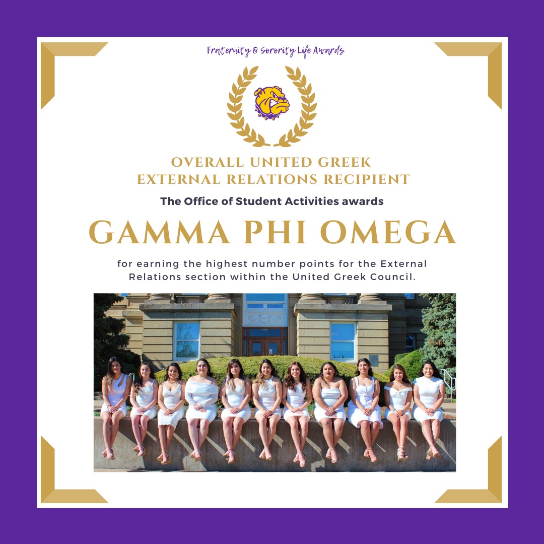 WIU_OSE's tweet image. Overall External Relations recipients: 
IFC-@DeltaUpsilonWIU
UGC- @wiu_gphio
PHC- @TriSigmaWIU