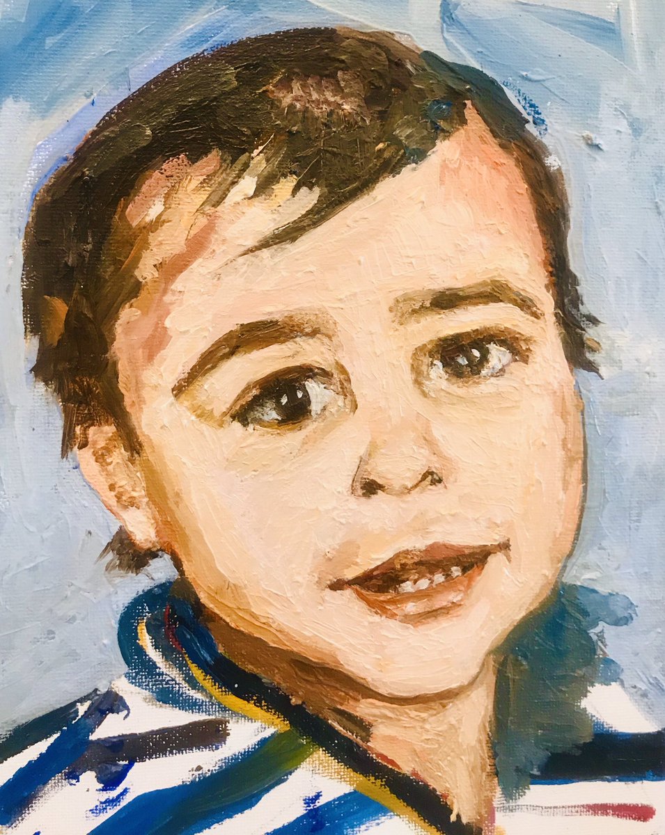 amalfhm's tweet photo. Sweet Emily my granddaughter  portrait oil color https://t.co/4IP736XPUG