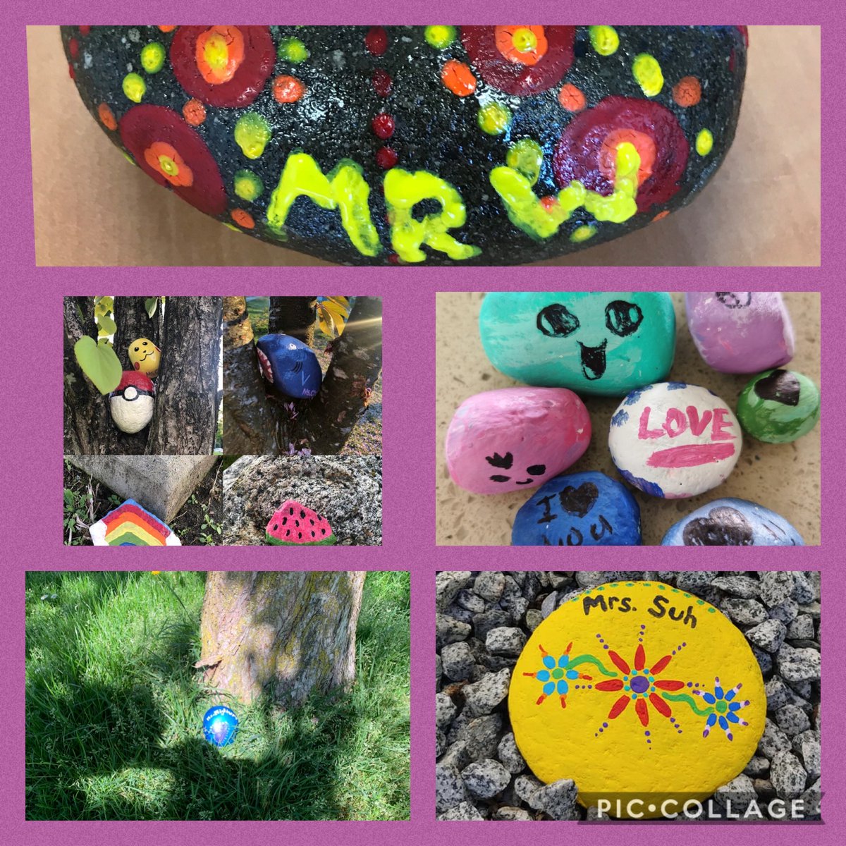 lakeviewSD41's tweet photo. Lakeview Elementary has HEART💜! Check out some of our Rocks designed by students and staff that are out in the Lakeview community! #SEL @lakeviewSD41 @burnabyschools https://t.co/F41Mc9KomW