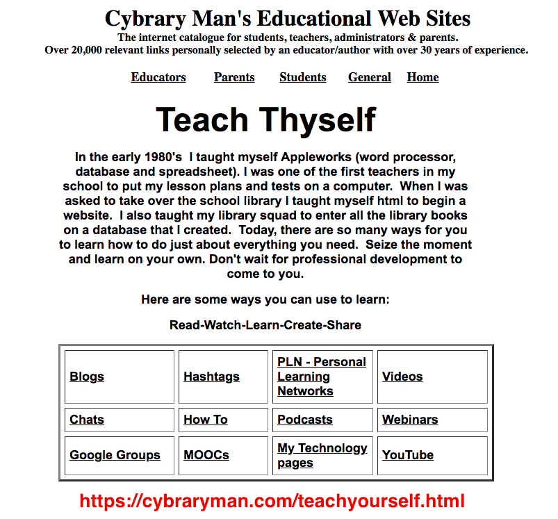 cybraryman1's tweet photo. A2 There are so many ways that you can teach yourself.  Do not be afraid to test drive tech tools.   Our Teach Thyself pages include chats like the awesome #satchat Webinars, TED Talks, PLN, YouTube, Videos https://t.co/AyOaLBMwpf  Do not wait for PD to come to you  #satchat https://t.co/hcPyfeV9Po