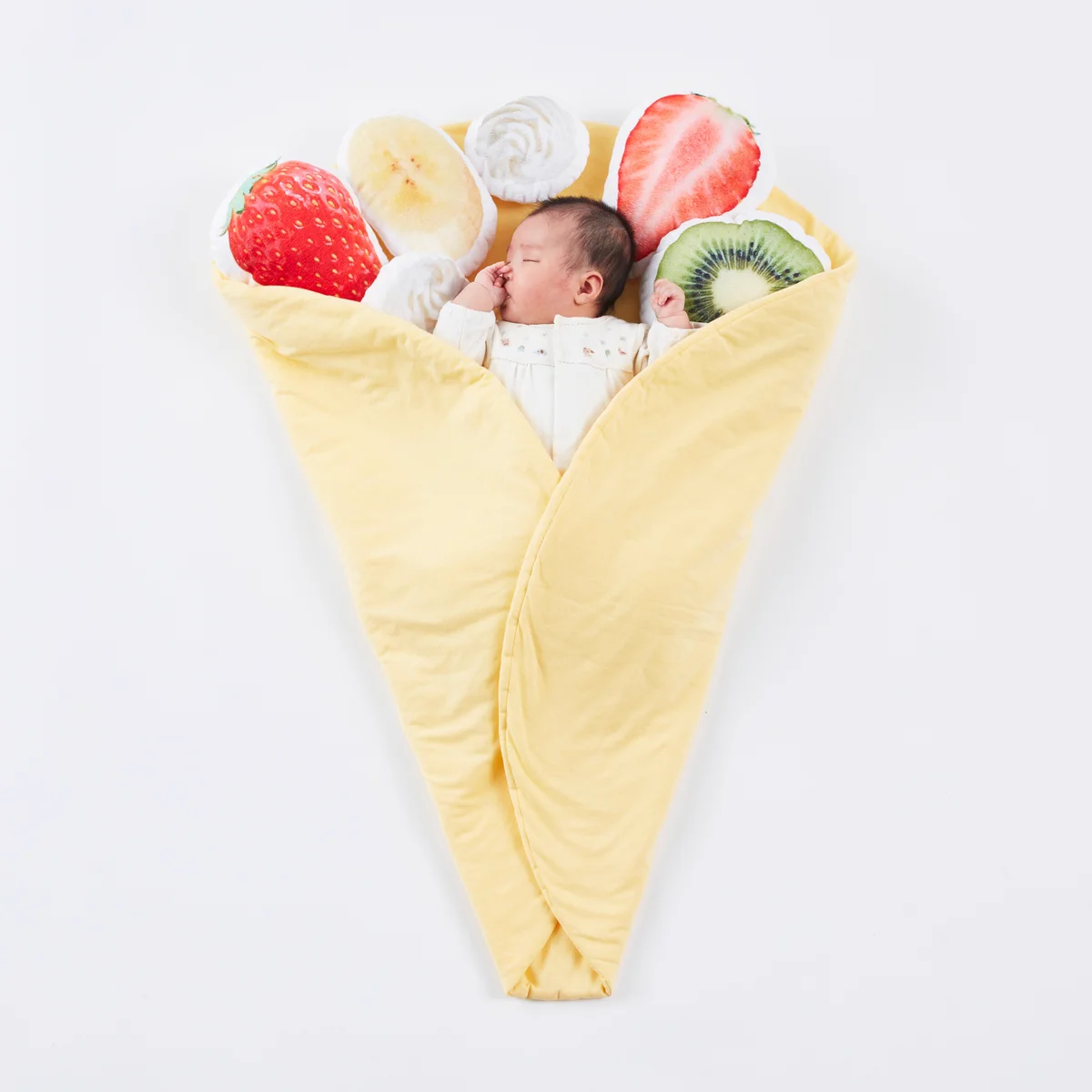 出産祝いに最適⁉超カワイイ温かそうなクレープのおくるみセット‼