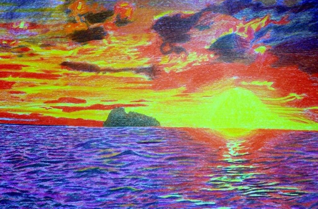 Koncan V Twitter Vv0marumaru0vv 青も神秘的で良いですが 青を使わない海と空 も違う意味で 綺麗で素敵ですが 色鉛筆 でこれだけの風景画凄いと思います 本当に芸術的ですよね 又色々見せてくださいね E Twitter