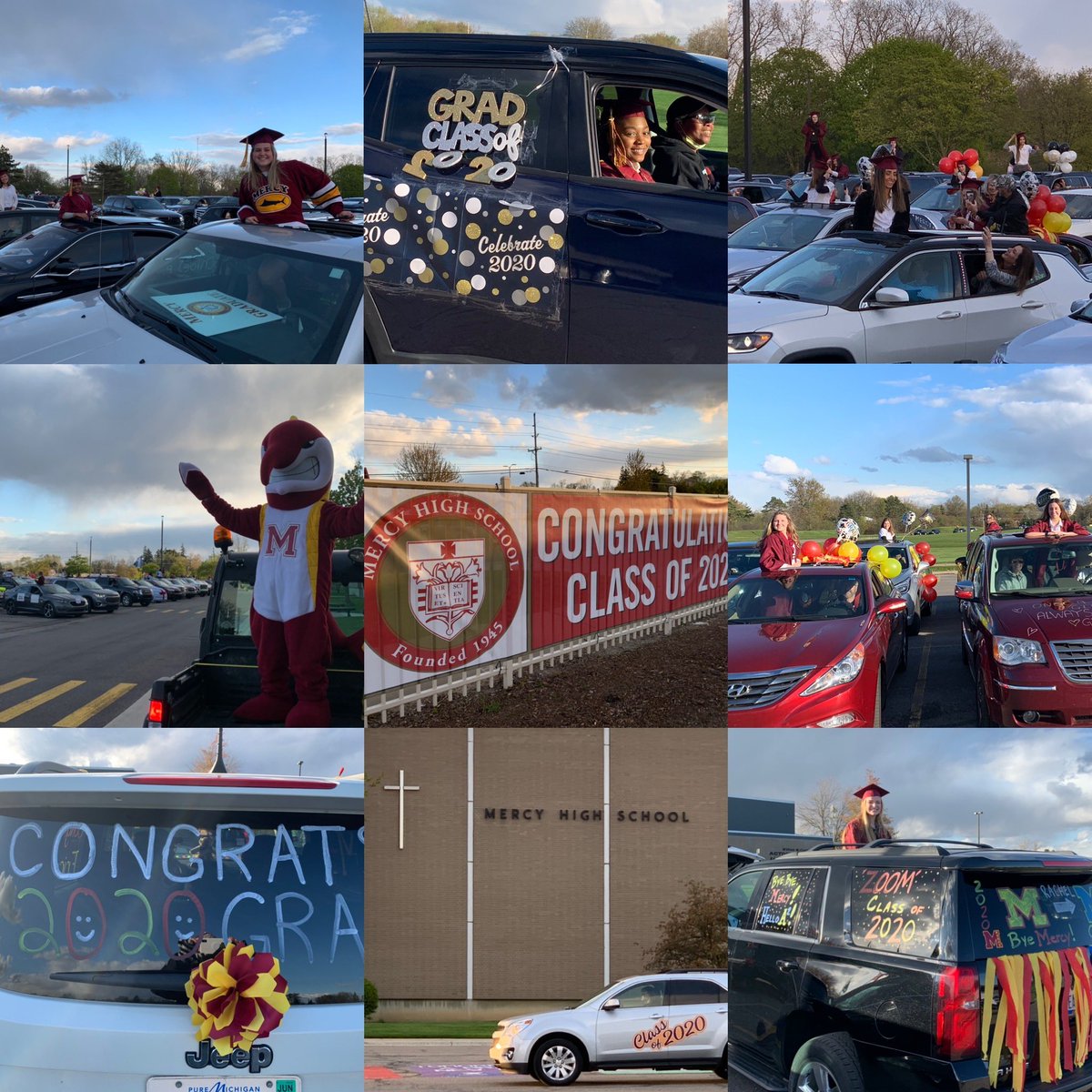 MercyHighMI's tweet photo. Senior Send Off Parade for the #MercyClassOf2020 was such a special evening filled with Mercy love and sisterhood. Thank you to the Sisters of Mercy and Farmington Hills Police for helping to cheer on our graduates. ❤️💛 

#SeniorSalute #MercyMemory #AlwaysAMercyGirl #Congrats https://t.co/uUzLvmOvvN