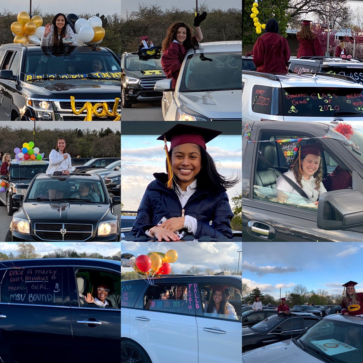 MercyHighMI's tweet photo. Senior Send Off Parade for the #MercyClassOf2020 was such a special evening filled with Mercy love and sisterhood. Thank you to the Sisters of Mercy and Farmington Hills Police for helping to cheer on our graduates. ❤️💛 

#SeniorSalute #MercyMemory #AlwaysAMercyGirl #Congrats https://t.co/uUzLvmOvvN