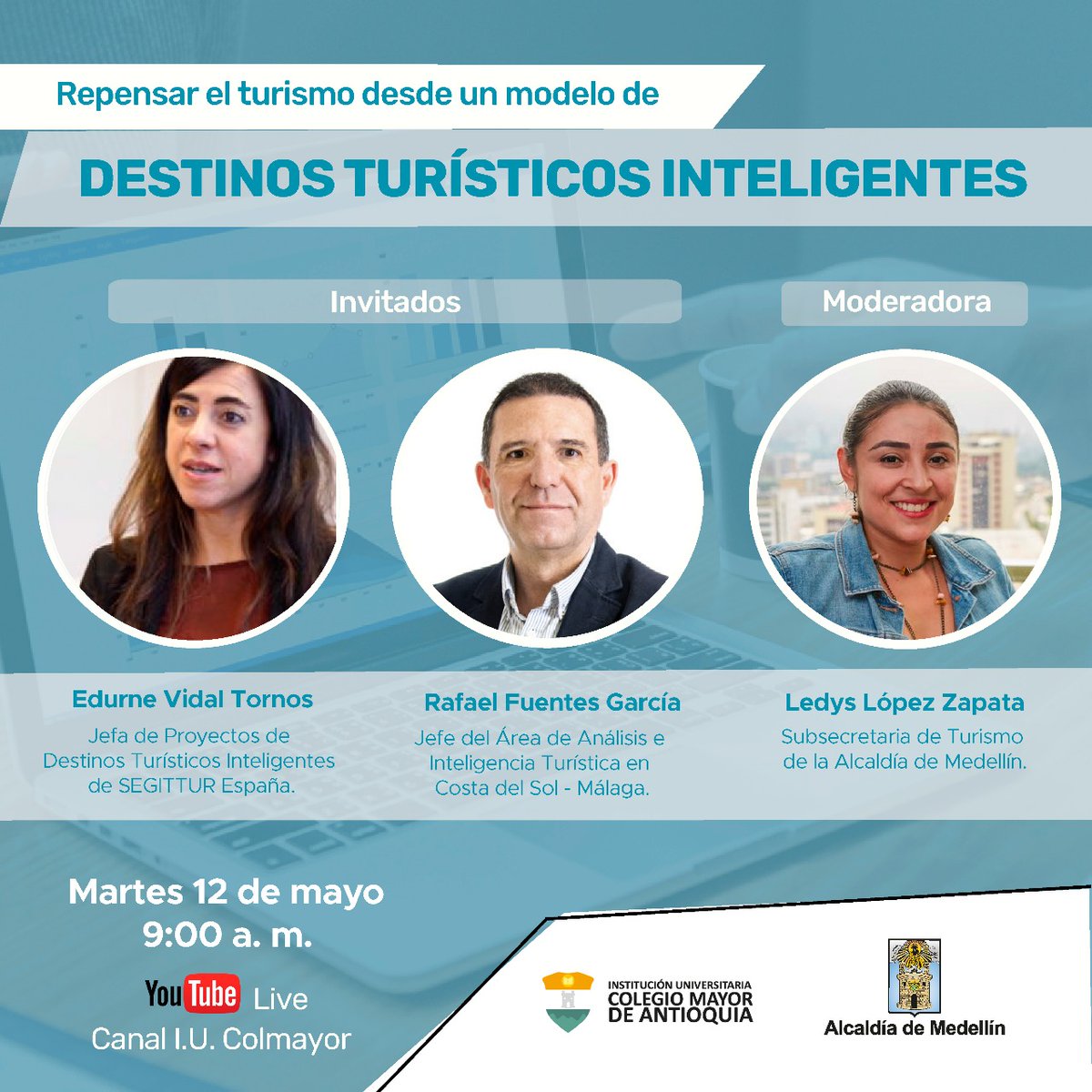 La Subsecretaría de Turismo de Medellín y <a href="/IUColmayor/">Colmayor de Antioquia</a> los invita a  repensar el turismo desde un modelo de Destinos Turísticos Inteligentes, el próximo martes 12 de mayo a las 9:00 a.m. Conéctate a través del canal de YouTube del Colegio Mayor >> bit.ly/TurismoColmayor