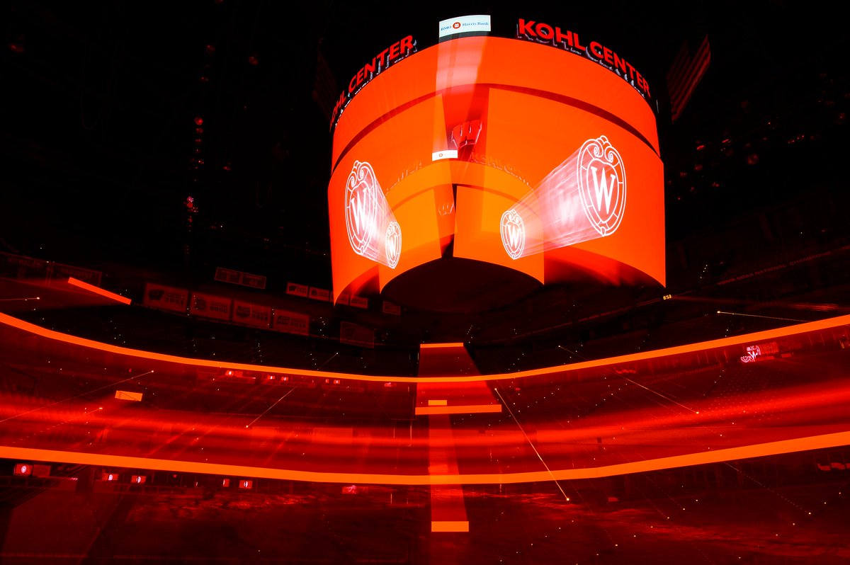 UWMadison's tweet photo. Camp Randall Stadium and the Kohl Center sit empty tonight, glowing in a bath of red light to honor our graduating #Badgers on the eve of Virtual Commencement. 

We love you, #UWGrad Class of 2020, and we’re keeping the (red) lights on for you ❤️

📷: https://t.co/YwWOeY4H85 https://t.co/nQ4nzmE7Hm