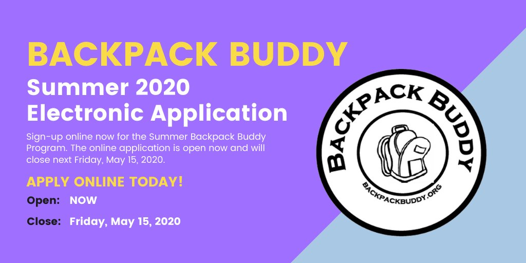 PutnamWVSchools's tweet photo. 🎒 Below you will find the link to the Summer Backpack Buddy Program. Families who sign-up will receive meal boxes that will be MAILED to homes various times throughout the summer. Interested applicants can fill out the online form by visiting: 🔗 
https://t.co/BCtKH0mOPy https://t.co/KaPbCUIlHH