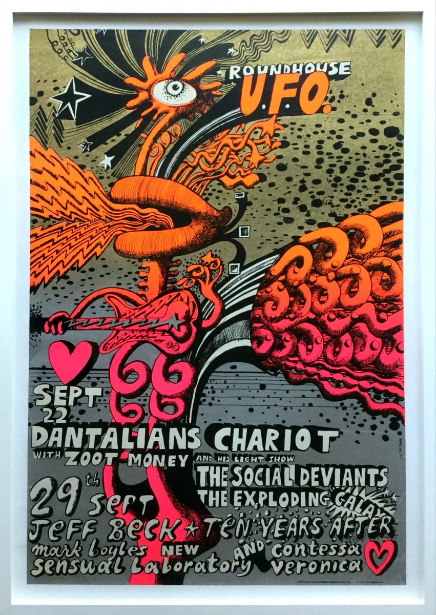 recordmecca's tweet photo. UFO CLUB POSTER A very rare psychedelic poster advertising two September, 1967 concerts presented by the UFO Club at London's Roundhouse. #ufoclub #dantalianschariot #thesocialdeviants #jeffbeckgroup #tenyears #rareposter #recordmecca https://t.co/rykYunUIzT https://t.co/v3lv1YtLqN