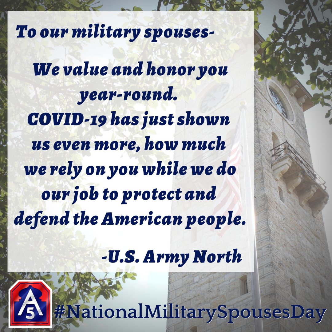 U.S. Army North shares our heartfelt thanks for all of our #MilitarySpouses on #NationalMilitarySpousesDay 
We can't be the #StrengthOfTheNation without our #StrengthAtHome!