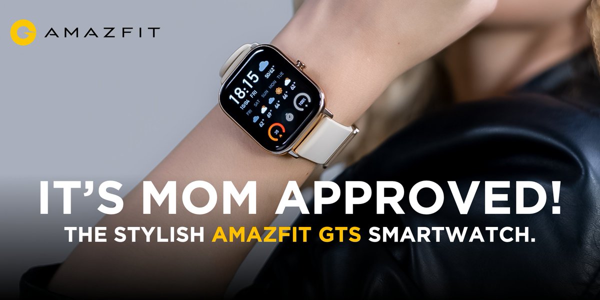 amazfitus's tweet photo. Mom's got her eyes on style.

This #MothersDay, gift your mom an #Amazfit GTS #Smartwatch. It's perfect for the stylish #MomOnTheMove with daily activity tracking, 12 different sports, built-in GPS, 14-day battery life &amp; 6 colors to choose from - https://t.co/3kXEkoZQpX. https://t.co/FKwPmd8faq