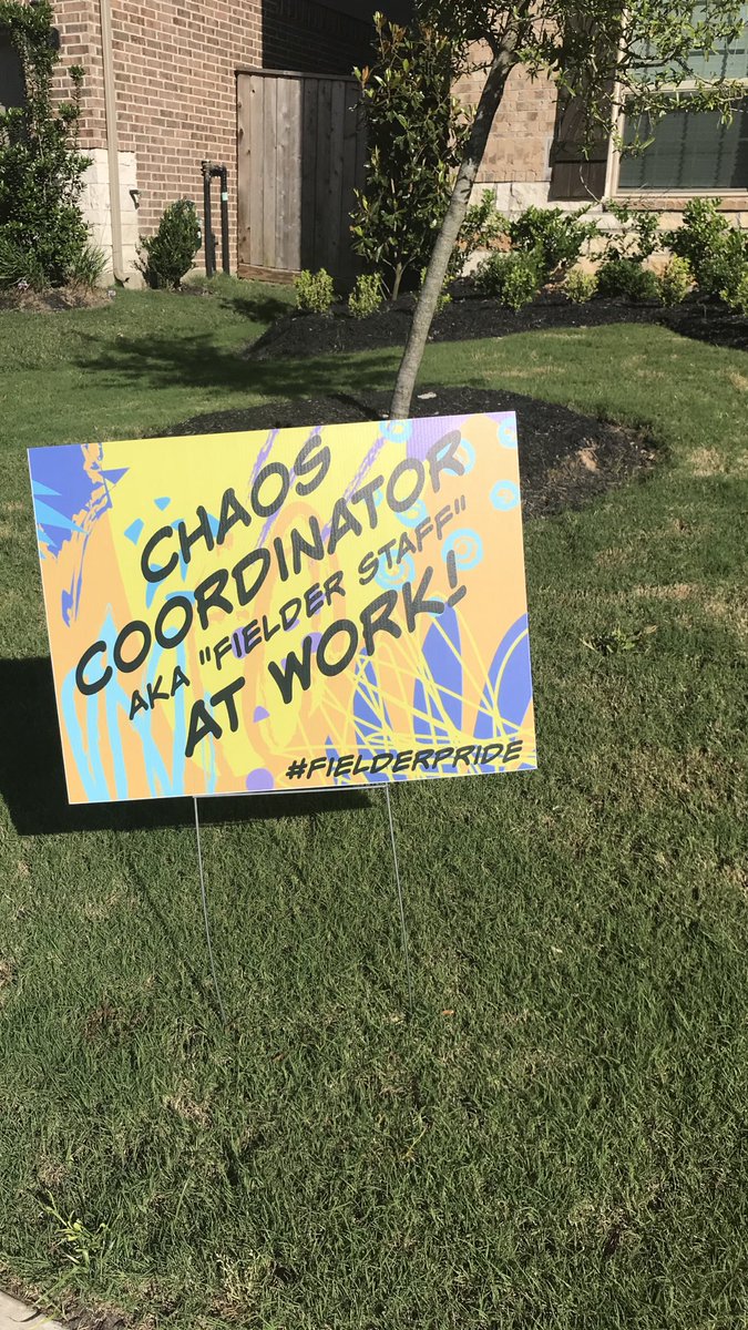 What a wonderful Teacher Appreciation Week.  I’m feeling very blessed to be a teacher.  Thank you to our wonderful PTA for delivering these beautiful lawn signs.  #fielderpride