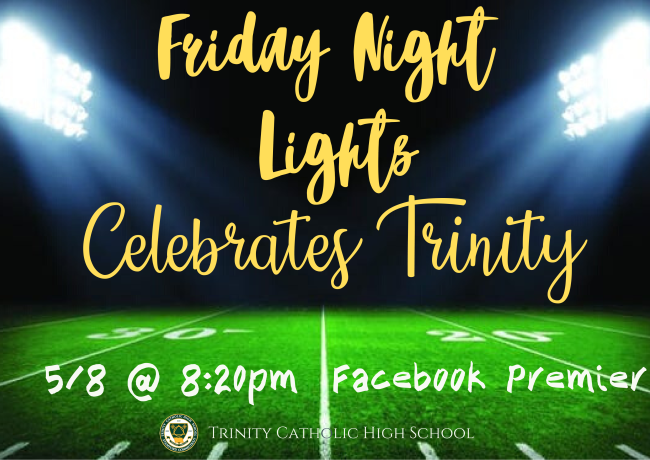TCHSCrusaders's tweet photo. The lights at Gaglio Field were lit up to celebrate Trinity &amp; our students. We will share a clip of in honor of our students at 8:20pm tonight. This is a fun way to show our students that our school community cares deeply and that they are always on our minds. #CrusaderNation💚💛 https://t.co/IcdcjAMxSw
