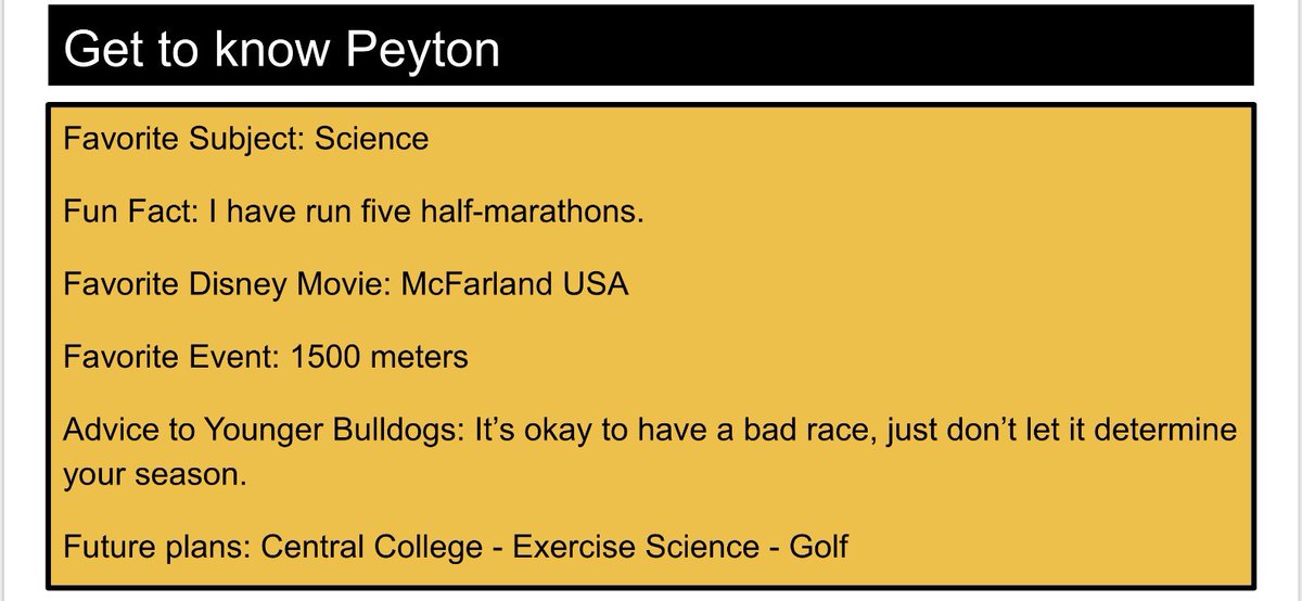 bettTFXC's tweet photo. As half of our dynamic duo, Peyton loves the 1500 and has a strong kick. She is self-motivated, disciplined and determined. She will take her golf and academic talents to Central College. Best wishes to you! https://t.co/yRQfzERahh