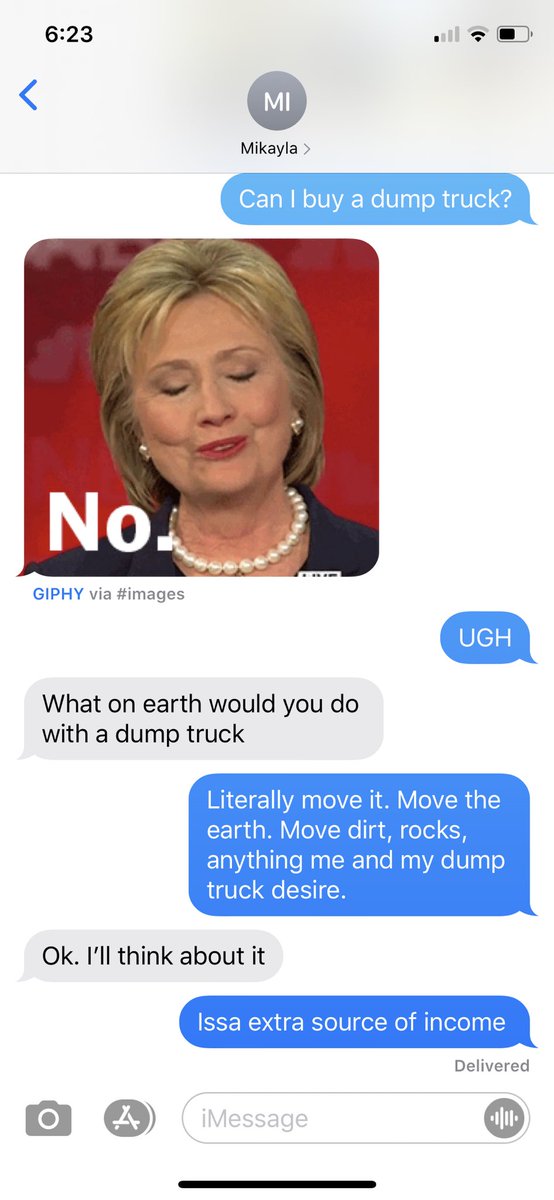Pattycakes287's tweet photo. @mikayla_faithhh won’t let me buy a dump truck☹️ that’s all. That’s the post. https://t.co/8HqQtgTGW3