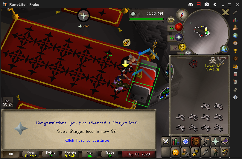 FrakeOSRS's tweet image. Prayer done! 16/23