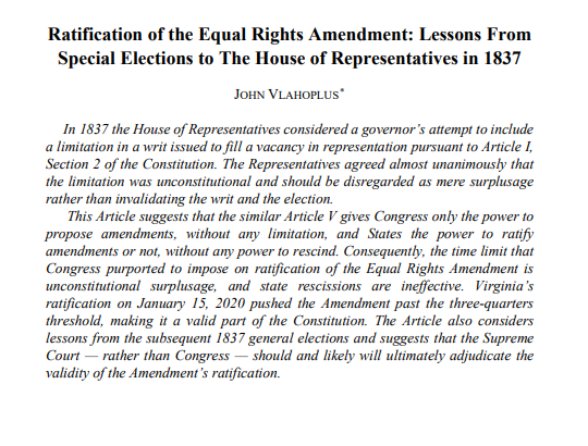 IndianaLJ's tweet photo. Two articles in one week!! Ind. L.J. Supp. Vol. 95 just published their next article: Ratification of the Equal Rights Amendment: Lessons From Special Elections to The House of Representatives in 1837 by John Vlahoplus. Check it out: https://t.co/uq039jUYEx
#ILJ95 #ERA https://t.co/Xz5x3JnO5H