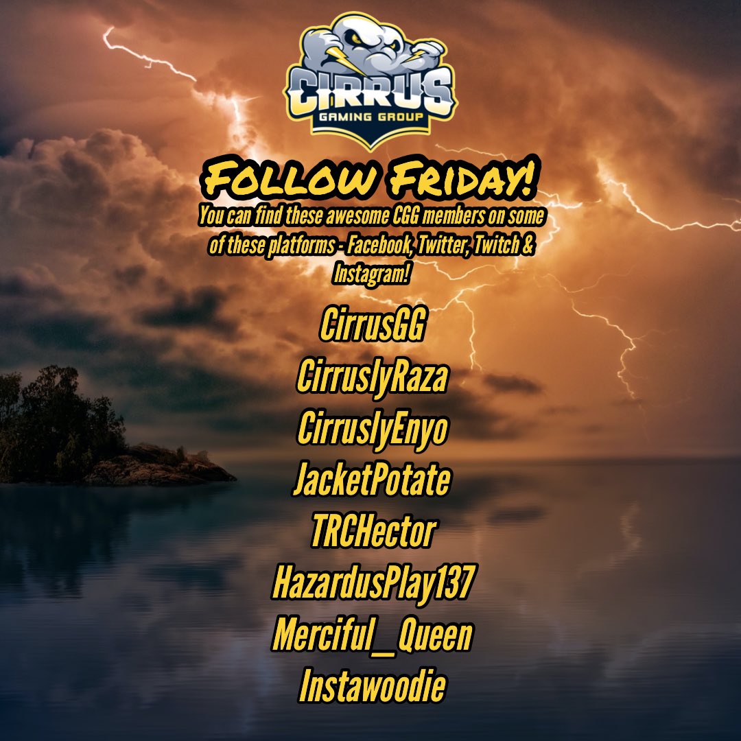 CirrusGG's tweet photo. Brand new #FollowFriday for you all! Featuring a potential new background 👀 Go show our #CGG members some love - they’re all great people! #CGGFam @ShoutGamers @CODReTweeters @FastRetweets https://t.co/wd0GTPTWQJ