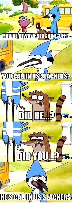 angemarshdark's tweet photo. here's some funniness. "I know a coupla dumb suckas that are real good at cleaning up pizza parties... :3"... #laughter #tee-hee #smirk #farcical https://t.co/esKvPVafRw