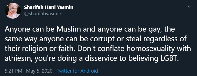 And ya, jika Mrs tidak mahu kaitkan homoseksual ini dgn ateis dan tidak mahu bercakap tentang morality dan kesahihan menjadi gay, that’s fine.Because if I relating it, you’ll deny it as well because you don’t want relate it at the first place.Kita move on.