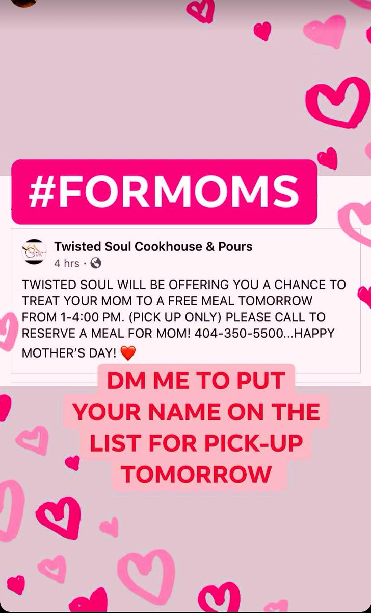 #FORMOMS If you know a mom@or wanna give your mom a free meal, my job will be giving away 1 free meal per person tomorrow. DM ME!!!!