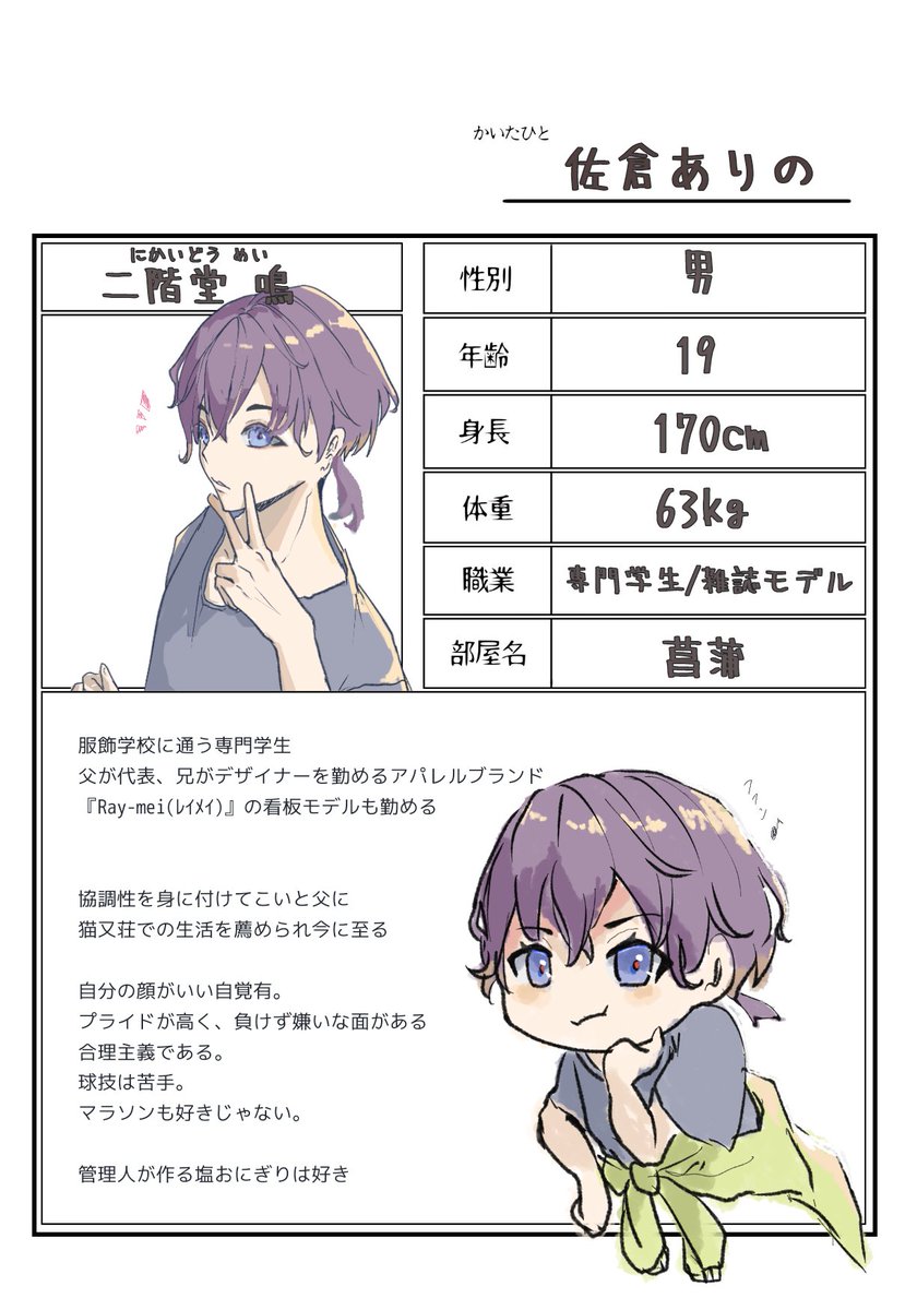 #猫又荘の住人たち
新しくオリキャラ考えました...!!
鳴くんです✨

これからたくさん描いてあげようと思います✨ 