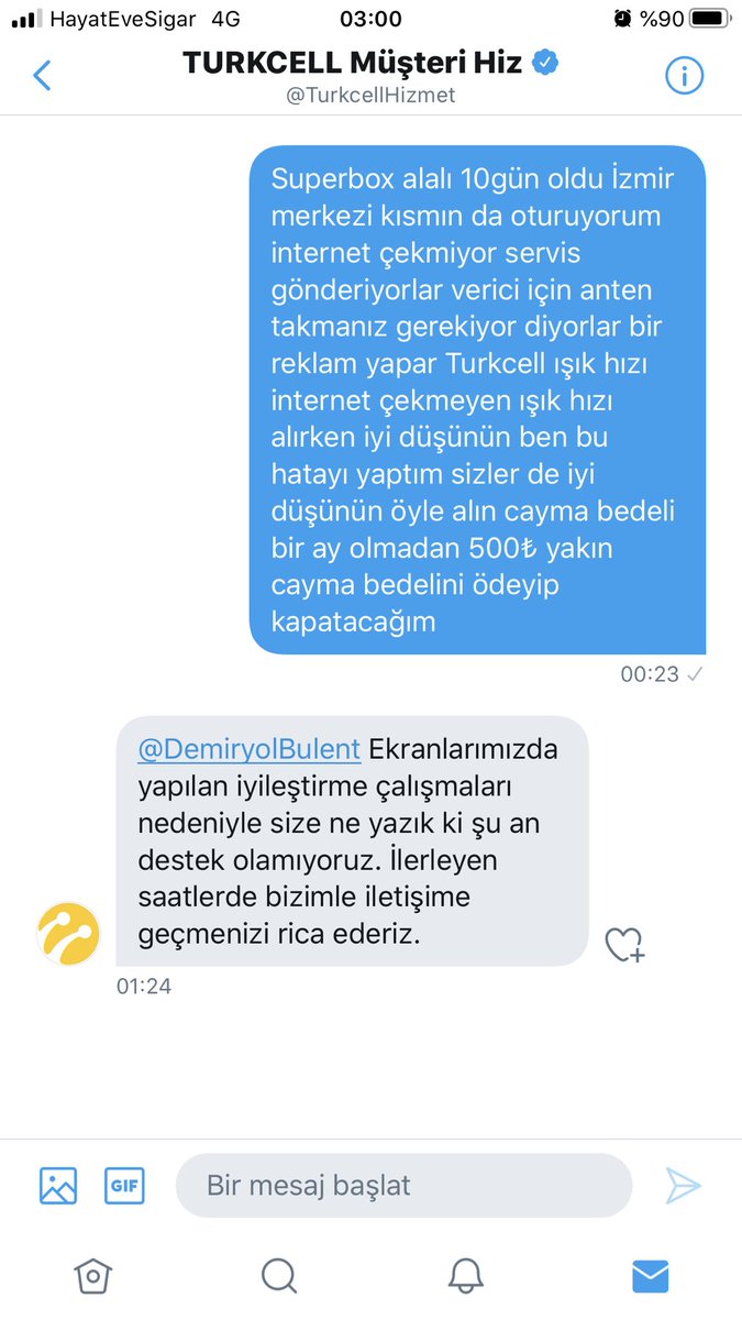 Evet Arkadaş lar görüyor sunuz <a href="/TurkcellHizmet/">TURKCELL Müşteri Hiz</a>  bir kere kendi sistemleri bozuk birde hizmet vermeye çalışıyor sunuz sizler ancak sömürge ancak para almasını bilirsiniz