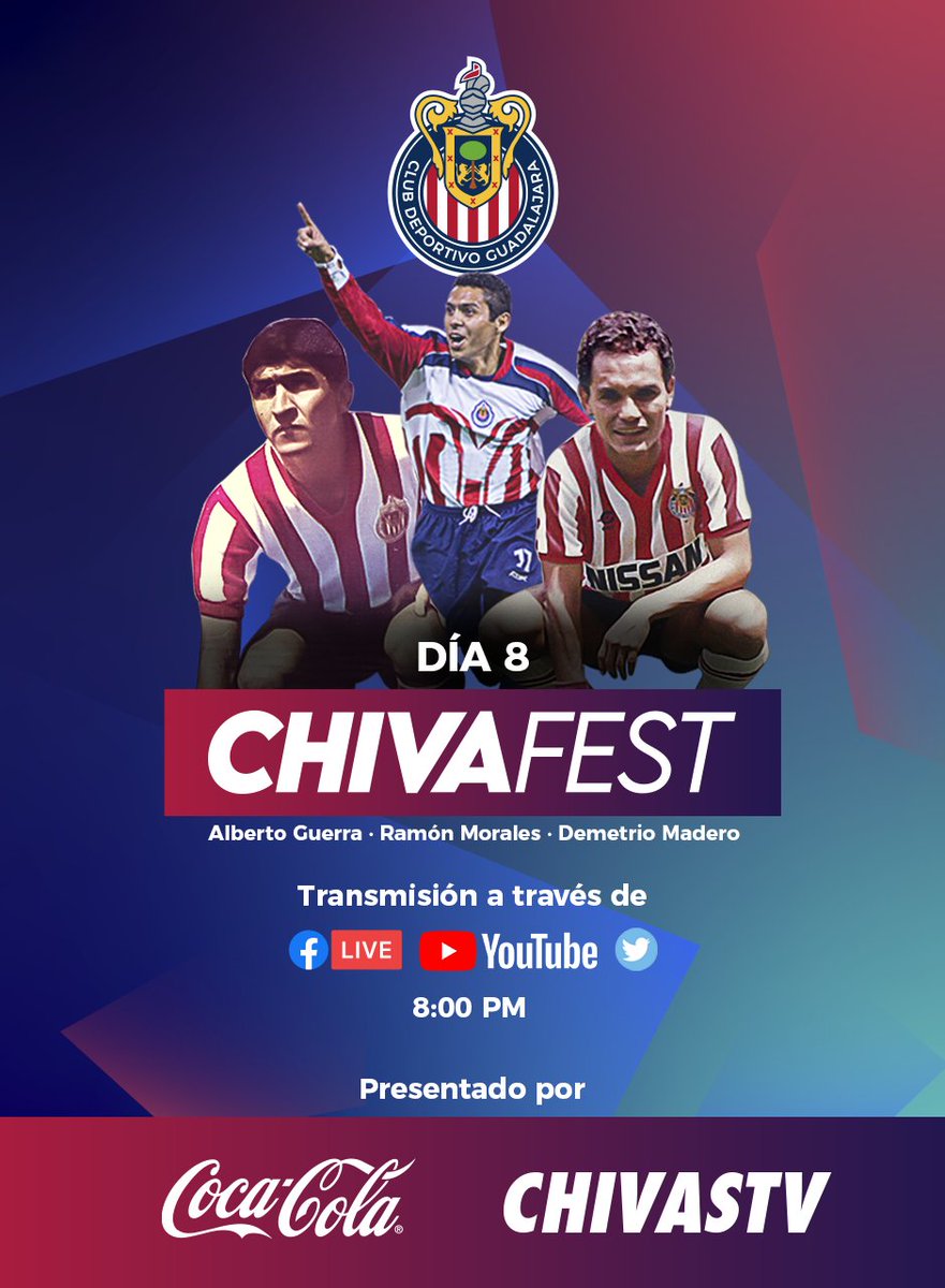 Chivas's tweet photo. 🎉 ¡GRAN CIERRE DEL #CHIVAFEST!
Recordaremos juntos al Campeonísimo, Don Tomás Balcázar 🙏🇦🇹🏆 de la mano del 'Eterno Capitán' @RamonMorales11, @demegar y Alberto Guerra.
⏰ A las 8PM presentado por @CocaColaMx https://t.co/5Pcdn1UFSO