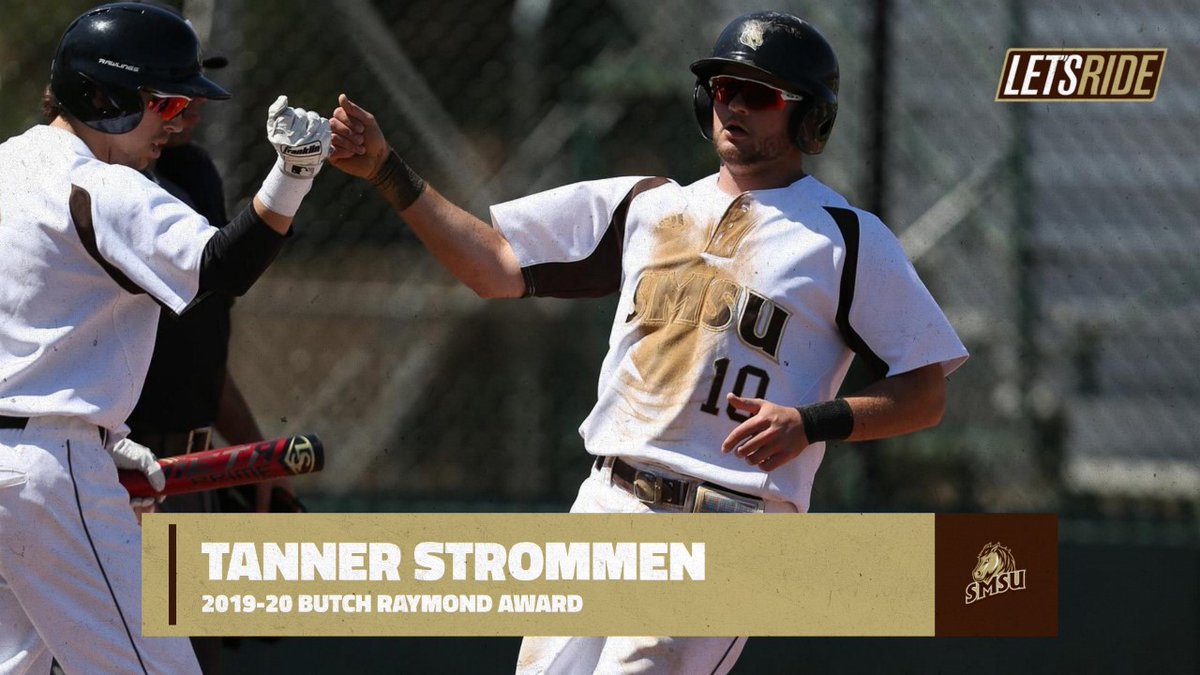 SMSUBaseball's tweet photo. Congratulations to @tstrommen22 for receiving the Butch Raymond Award! #LetsRide https://t.co/vhMF1DFtqh