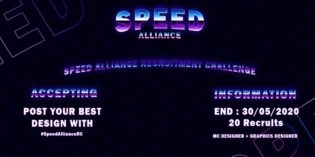 Speed Alliance anuncio su nueva y mejorada LLEGADA Con un Pack GFX para nuestros primeros 20 diseñadores

Esperamos contar con todo su apoyo ⚡️

Para hacer el RC usen el #SpeedAllianceRC