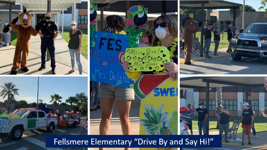 Tonight's <a href="/FES_Mustangs/">Fellsmere Elementary</a> "Drive By &amp; Say Hi" was a success! So encouraging to see staff, students, &amp; families connect, acknowledge, &amp; encourage each other during this time! Thank you to all the staff, students, families, &amp; community members who came out to support our students.