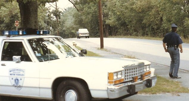 Massachusetts Registry of Motor Vehicles Police... seeing that white police cruiser filled everyone in this state with dread!