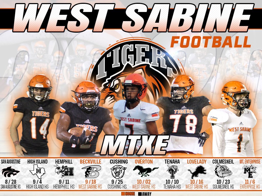 Coach_Jwall's tweet photo. West Sabine Football Schedule 2020! Big shout out to @mvazquez13 for the graphic! https://t.co/064r9iZhCR