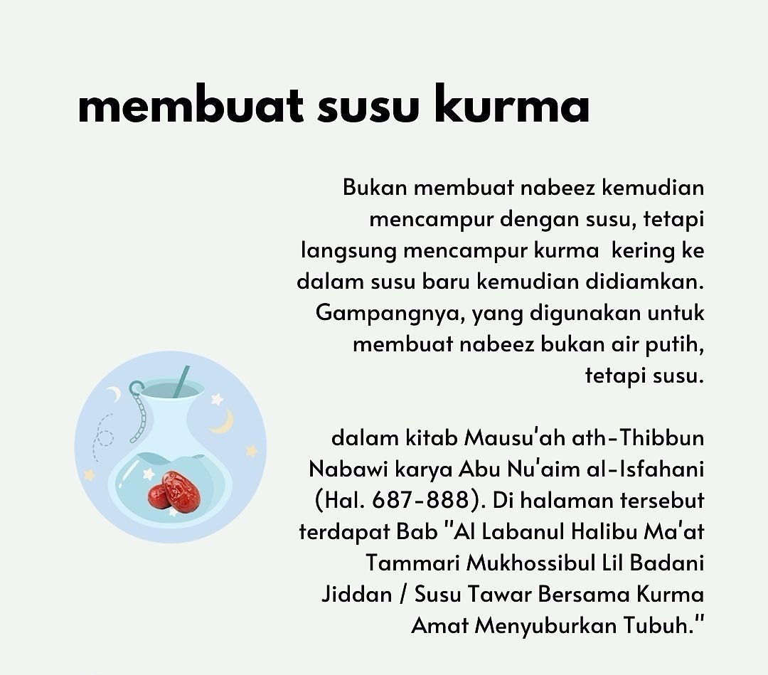 Resep Dr Zaidulakbar On Twitter Bismillah Larangan Dalam Mebuat Nabeez Kurma Dengan Kismis Serta Air Nabeez Dengan Susu Di Larang Baca Pict Perlahan Https T Co 4gwzfsfebp Twitter