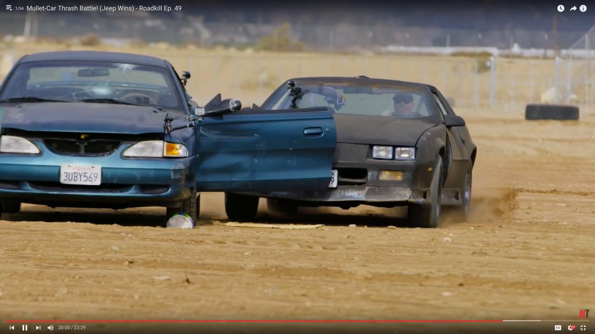 MMFFmagazine's tweet photo. Mullet-car thrash battle! Watch Ep. 49 of @RoadkillShow for a battle of dirt-cheap beaters: an SN95 Mustang V-6 &amp; a third-gen Camaro. Stream this episode &amp; catch up on all seasons of #Roadkill NOW on the @MotorTrendApp ➡️https://t.co/Q22cn9EwAk 
#MotorTrend #MMFFmagazine https://t.co/GDOZHnO2dC