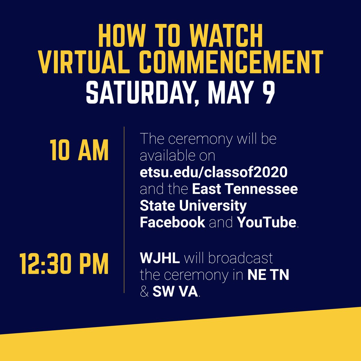 We're ready to recognize the #ETSU Class of 2020 tomorrow! Congratulations, graduates! 🎓