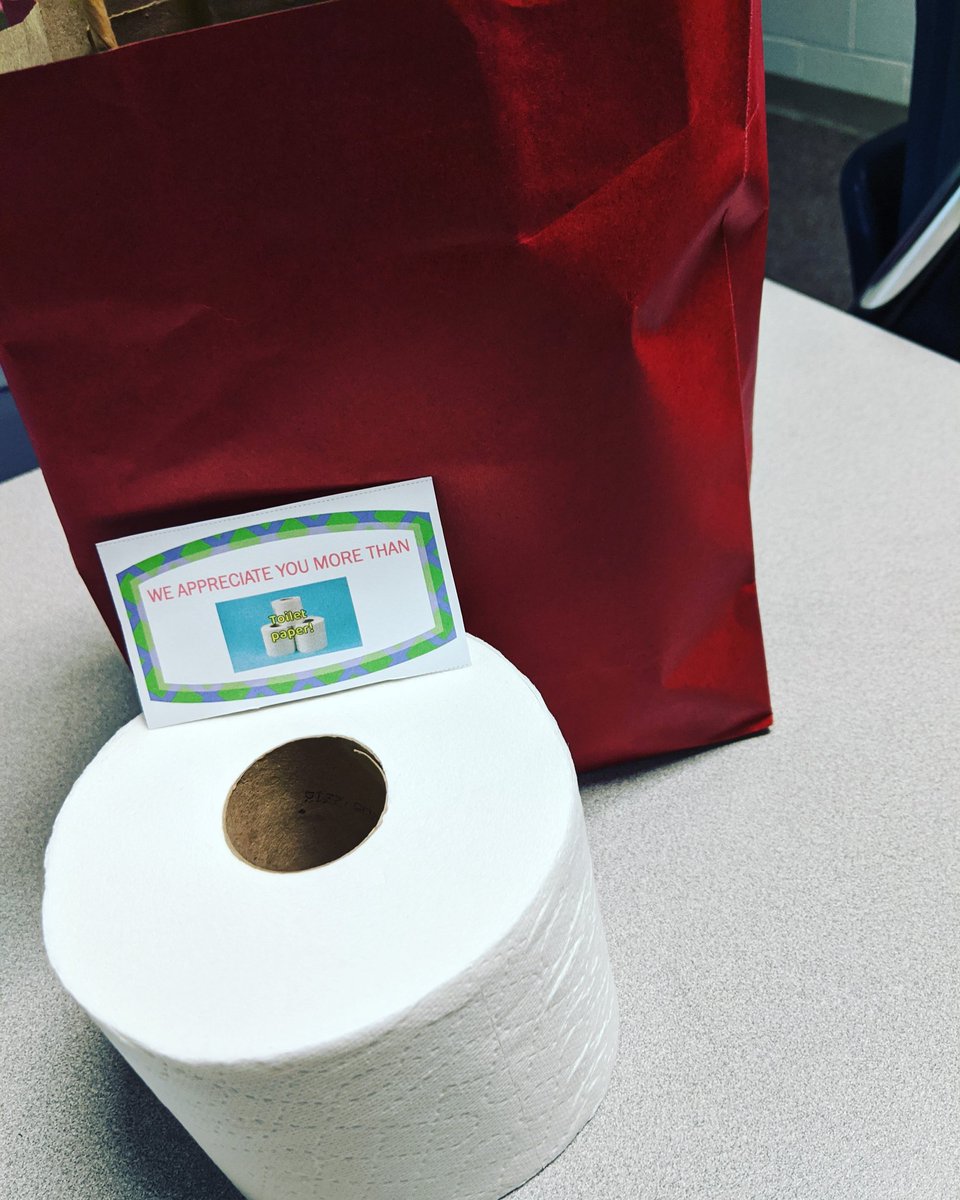 collaborate2edu's tweet photo. This is how you make a teacher laugh for teacher appreciation during quarintine. Yes the good toilet paper... a few snacks, some plants, and a free pizza. #teacherappreciationweek #remoteHC @HuntersCreekMS https://t.co/hlKtYb086o