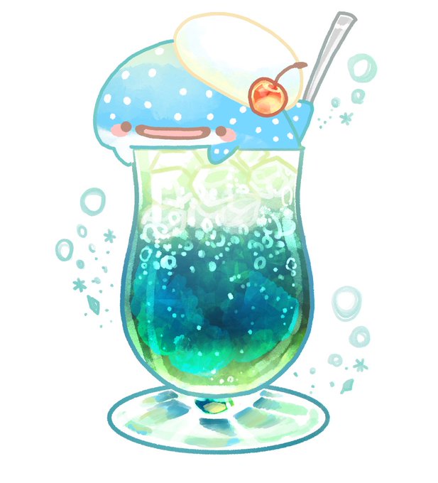 アイスクリームの日 クリームメロンソーダじんべえざめ 湊谷 鈴のイラスト