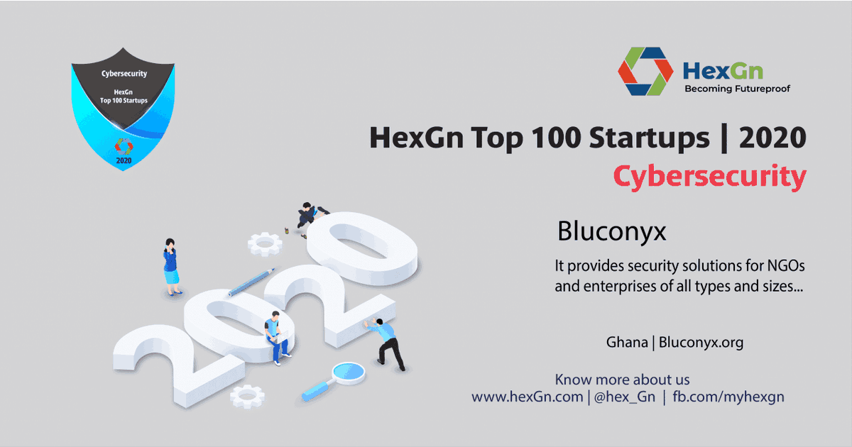Hex_Gn's tweet photo. Congratulation to @Bluconyx  from Ghana for making it to Cybersecurity TOP 100 List for 2020 by HexGn.  #TopStartups2020 #cybersecurity #infosec #SecurityTech #security  #cybersecurityStartups #StartupJobs #HexGn https://t.co/LXleVV4wll