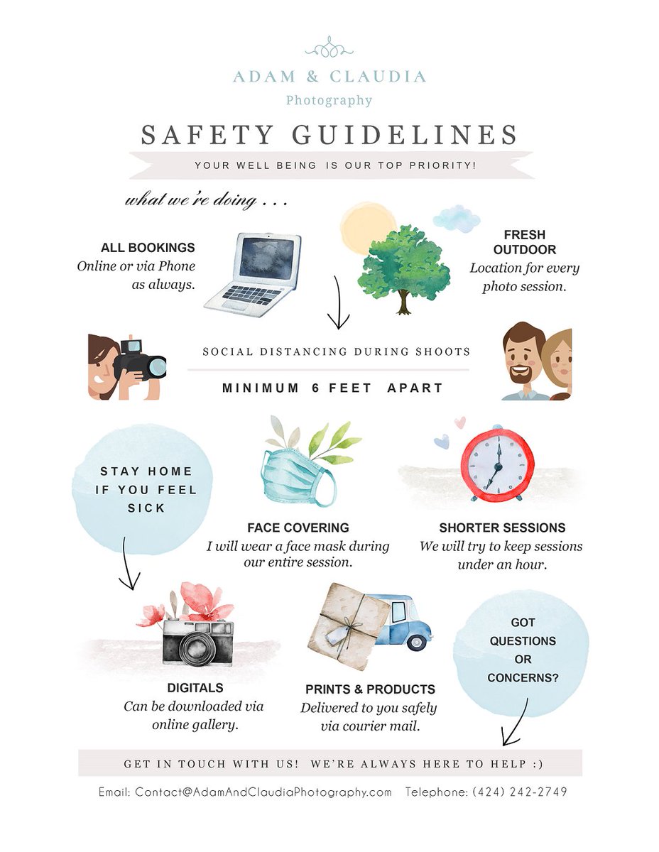 ACPhotoTeam's tweet photo. Coronavirus Safety Guidelines for Portrait Photography.
Portrait photography is going to look very different because of the Coronavirus. See how Adam and Claudia Photography plan to make their clients feel safe while taking photos. BLOG POST:
https://t.co/Co8gd1Ih10 https://t.co/O0E0dNkwxx