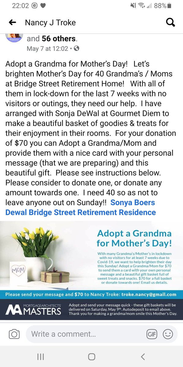 seanatis's tweet photo. @jillpromoli @sickkids @VancityReynolds Our mortgage broker started the initiative on FB. She's also well connected to one of the top real estate agents in Canada here in Trenton. All 40 were "adopted" within a few hours. https://t.co/P4fzf24ZQP