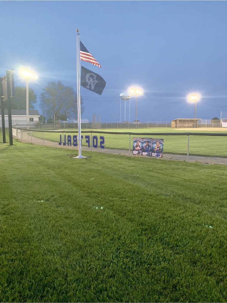 CNRoyalSoftball's tweet photo. Honored our seniors tonight with their senior posters hung for the night. And the new flagpole with the CN flag! #lightupIA #royalway https://t.co/0WNz7EiGJL