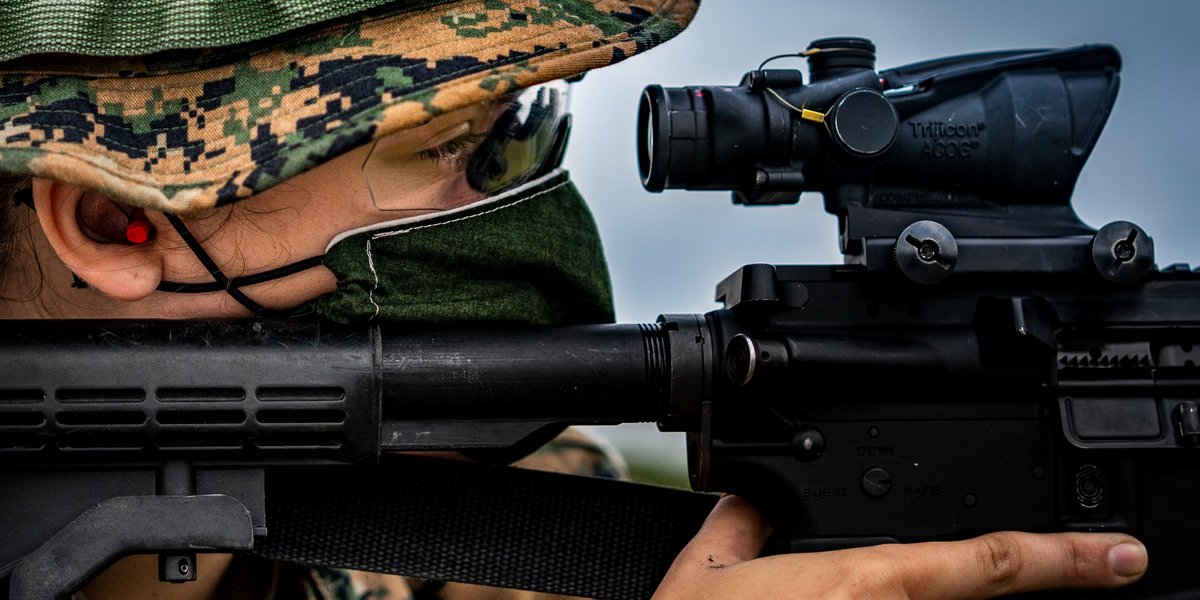 USMC's tweet photo. Range Days

Lance Cpl. Faith Rose sights in on her target during annual rifle qualifications on Camp Hansen, Okinawa, Japan, while mitigating #COVID19’s risks. https://t.co/3LFTtZjE8S