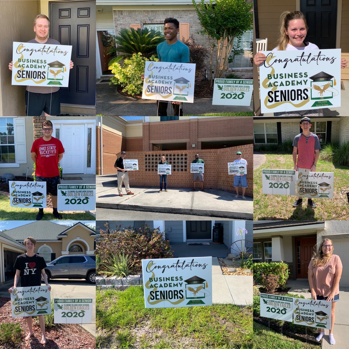 FIHSBusiness's tweet photo. Great day continuing to celebrate our FIHS seniors of the Business Academy! Here are just a few! Please share your picture so we can help celebrate you!!🎉 #Classof2020 @fihsclassof2020 @oneclaycountyschools @oneclaytech @fihsbusiness @vystarcreditunion #eaglessoar #missyou https://t.co/cCkmmH0C8X