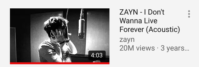 Ztdtus Zayn I Don T Wanna Live Forever Acoustic Has Now Over m Views On Youtube T Co Arsitjf5go