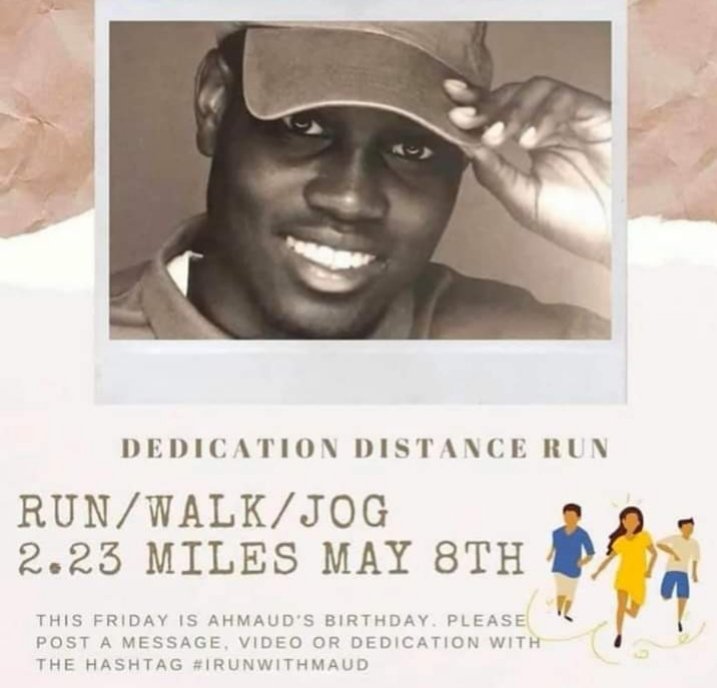 KristineGoens's tweet photo. Today  Kam  &amp;  I walked/ran 2.23 miles in memory of Ahmaud, who was Murdered in a GA road, just like mine and the same age as my son Hezzi, 26! #IrunwithMaud #BlackLivesMatters https://t.co/oIJix9lVXT